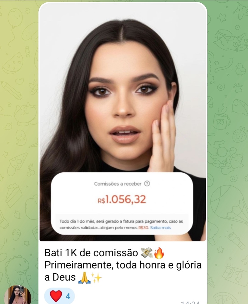 Afiliada batendo R$1.000 de comissão na Shopee